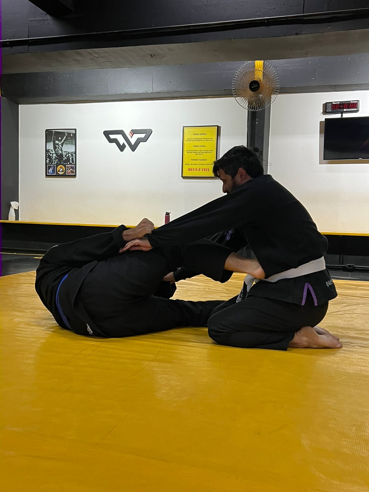 Instrutor demonstrando uma técnica no solo